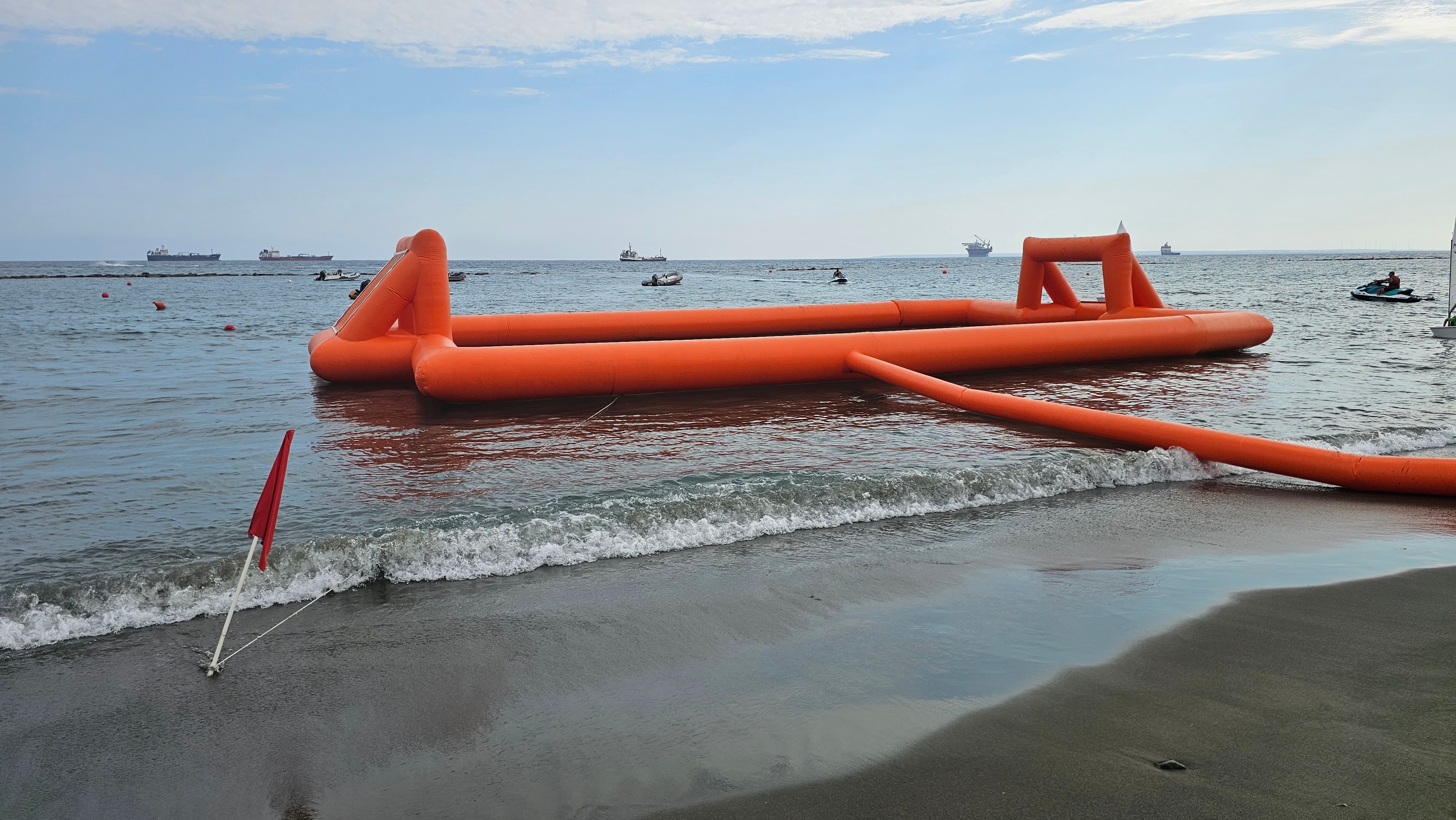 Inflatable games activity zone during a Cyprus team building event